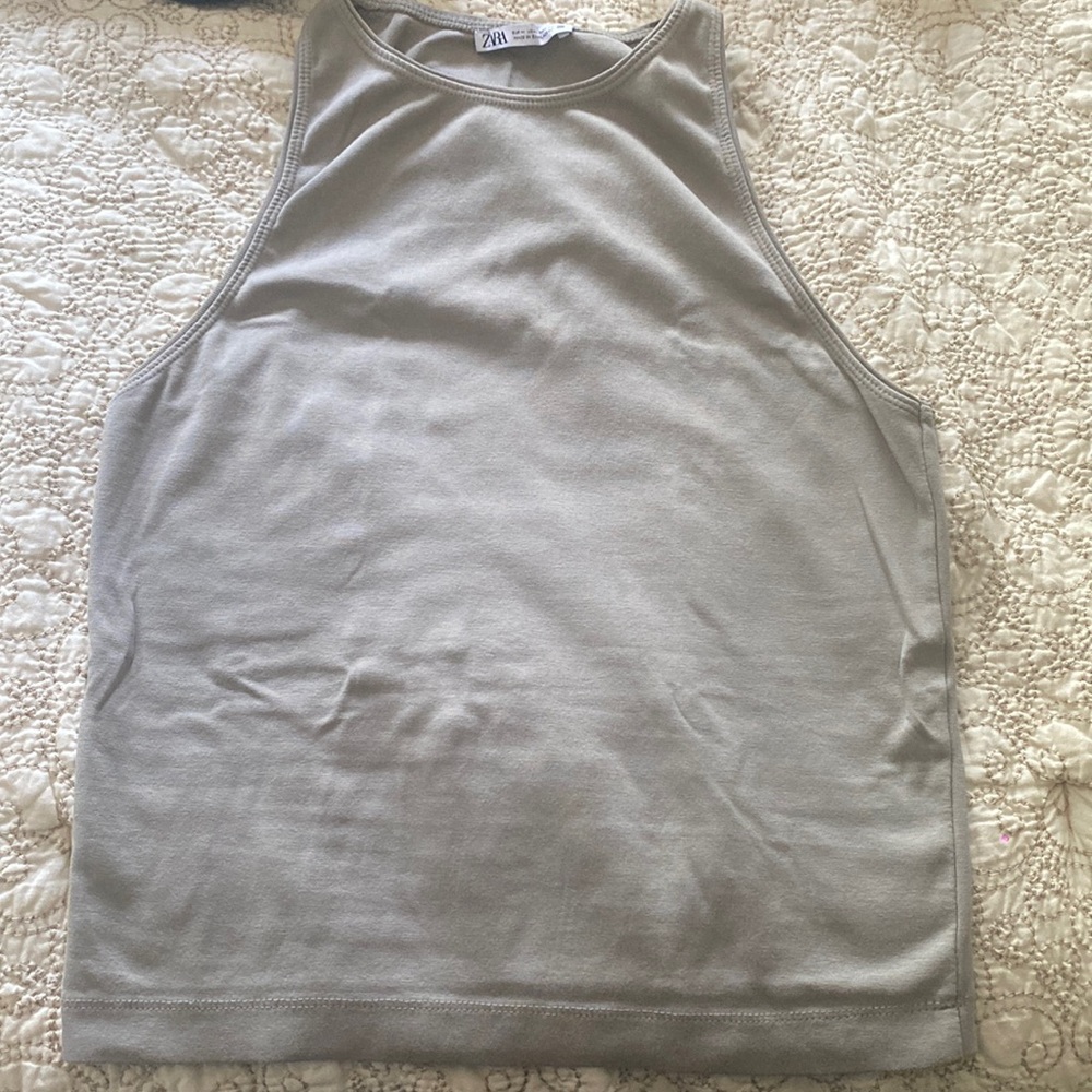 Zara Sage Green Racer Back Tank